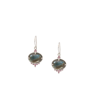 Labradorite & Pink Sapphire Earrings
