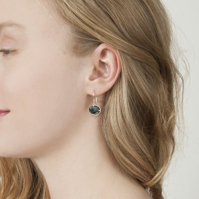 Labradorite & Pink Sapphire Earrings