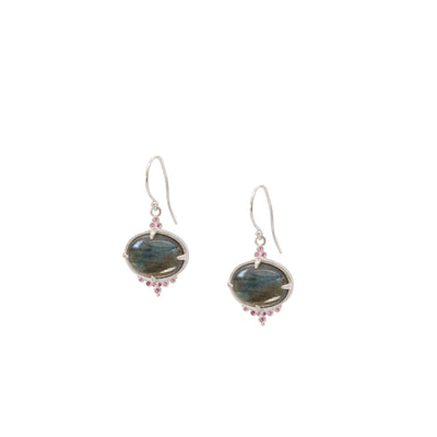 Labradorite & Pink Sapphire Earrings