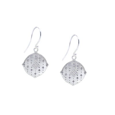 Silver earrings with diamond