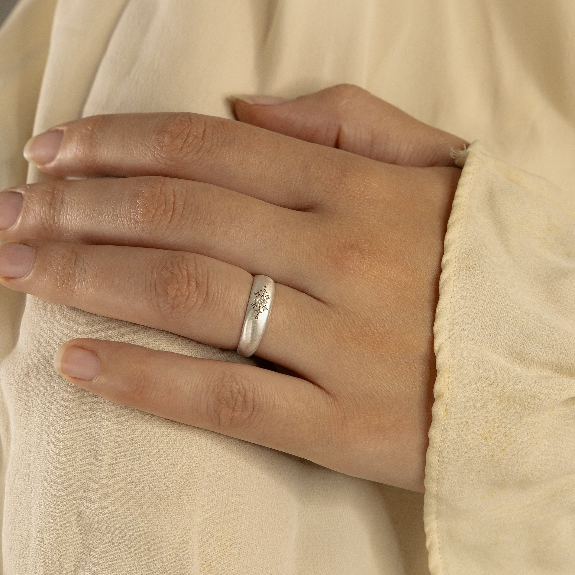 Tapered Silver Moon Band