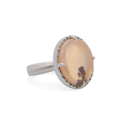 Round Prong Scenic Agate Ring
