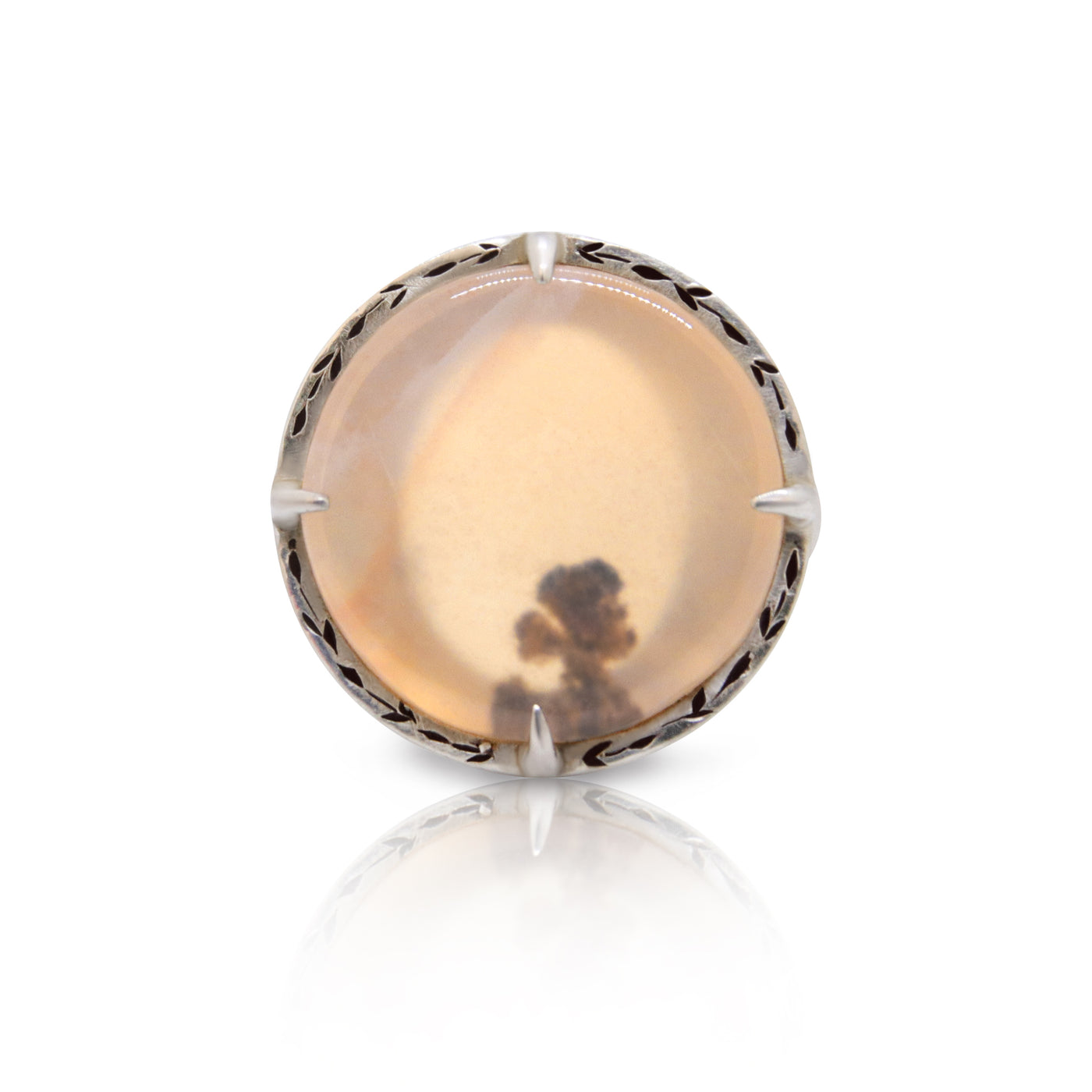 Round Prong Scenic Agate Ring
