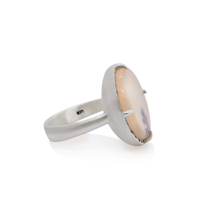 Round Prong Scenic Agate Ring