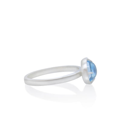 Round Aquamarine Prong Ring