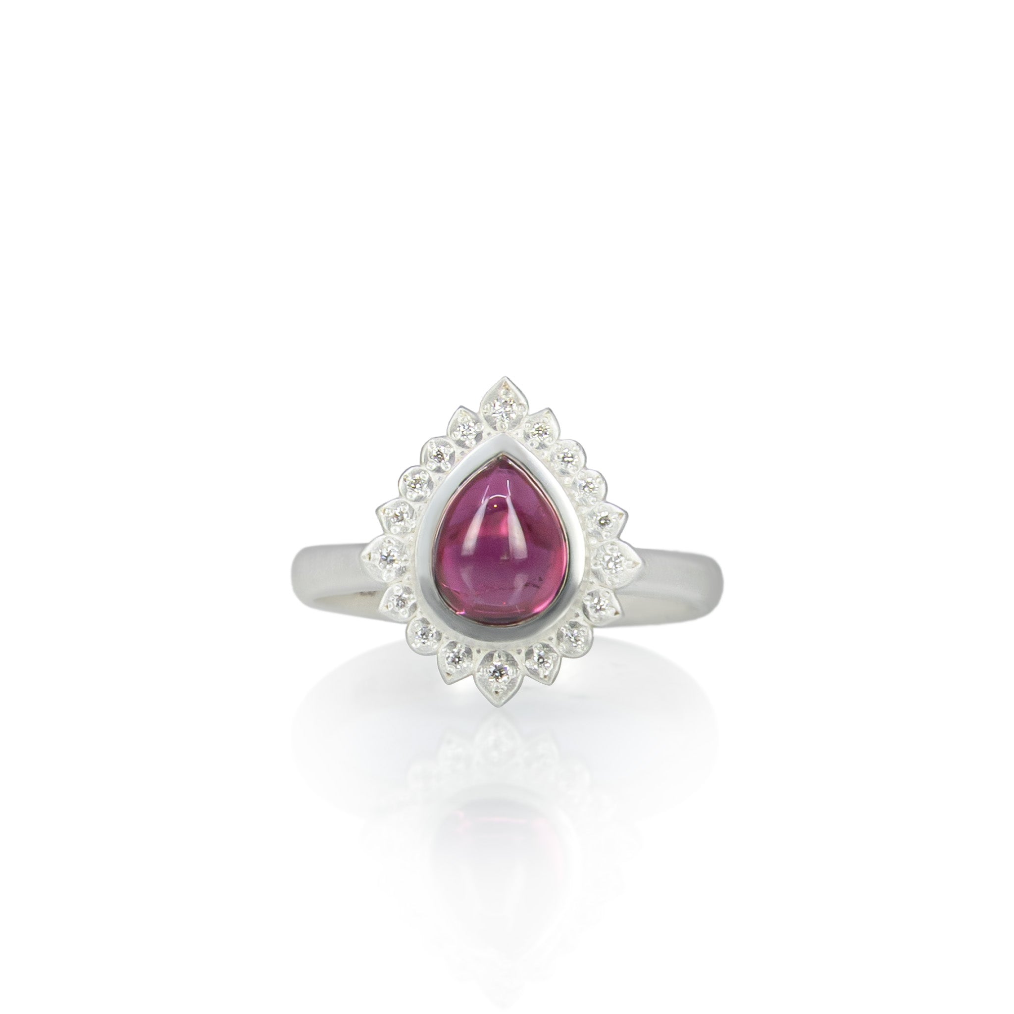 Pink Tourmaline Silver Flame Ring - 1.38ct