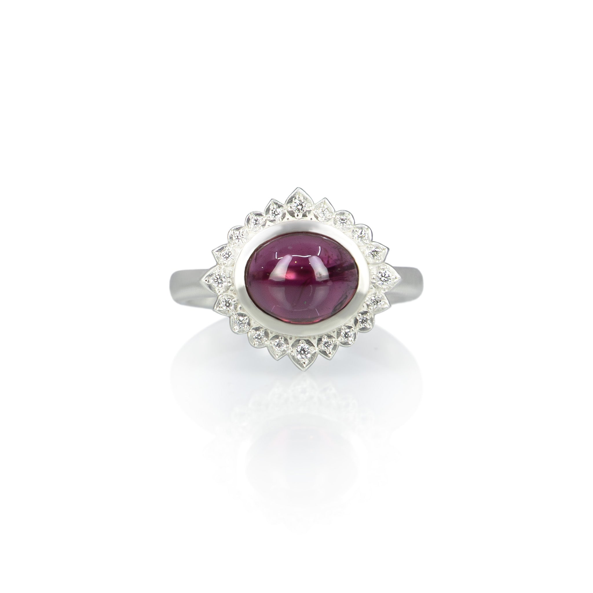 Pink Tourmaline Silver Flame Ring - 1.93ct
