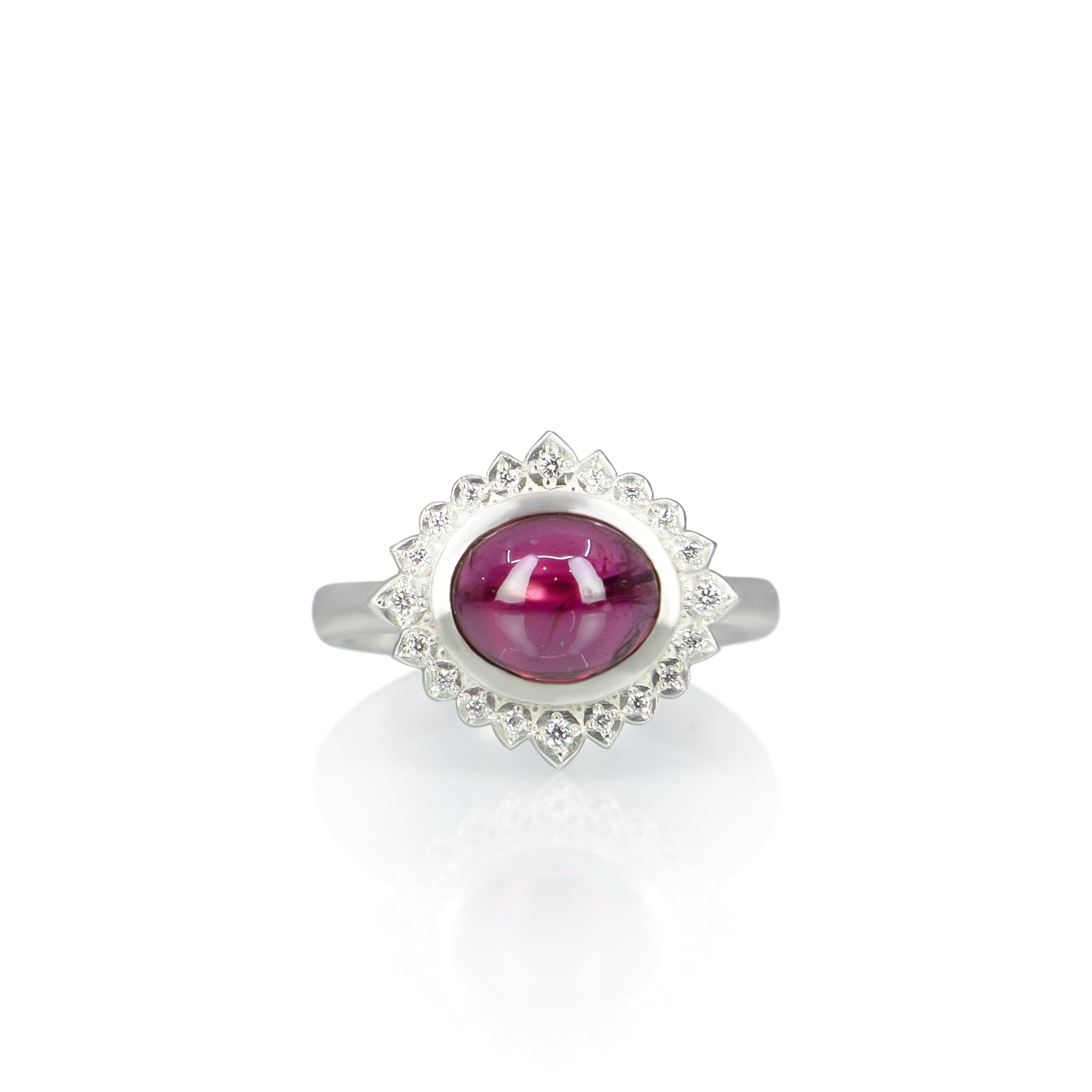 Pink Tourmaline Silver Flame Ring - 1.93ct