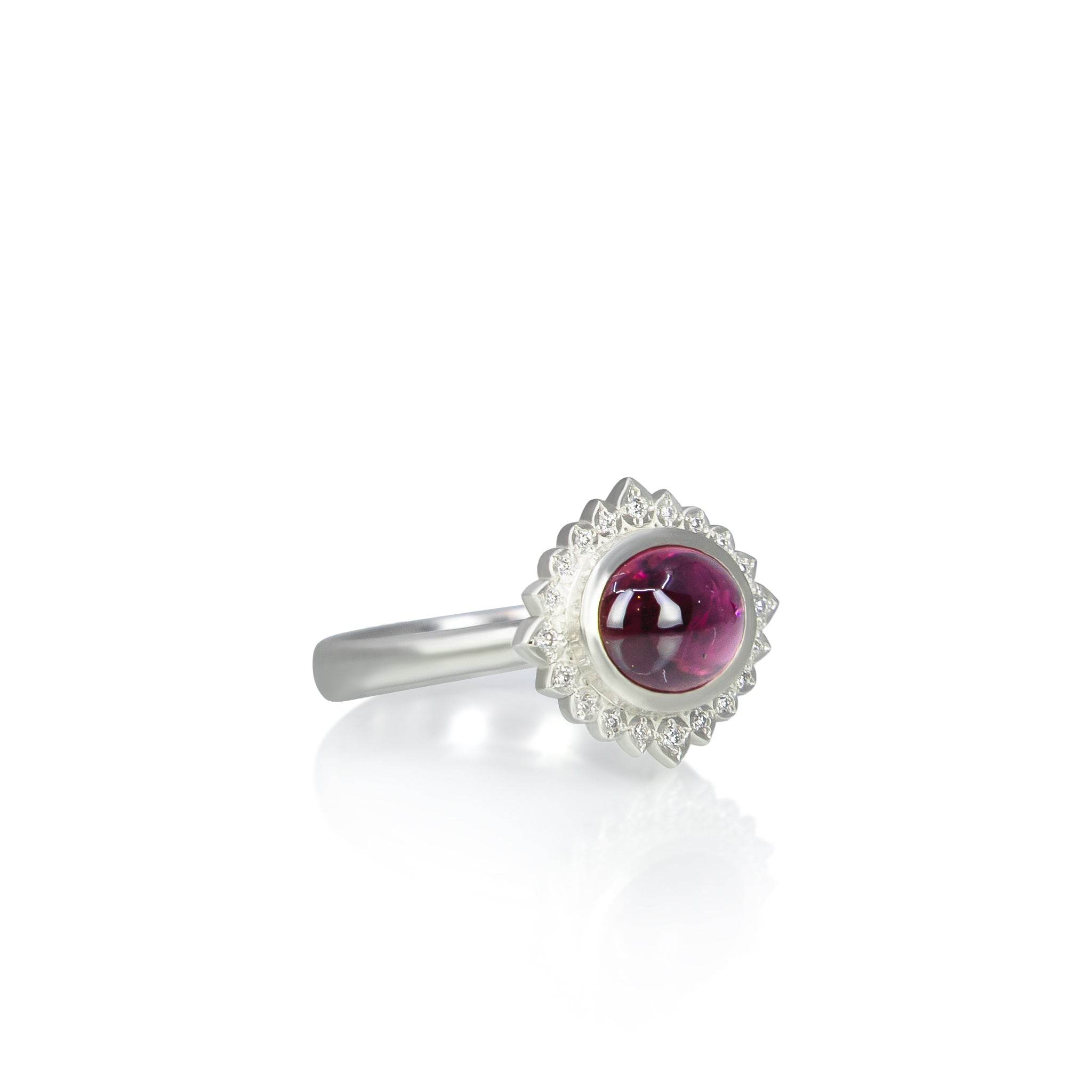Pink Tourmaline Silver Flame Ring - 1.93ct
