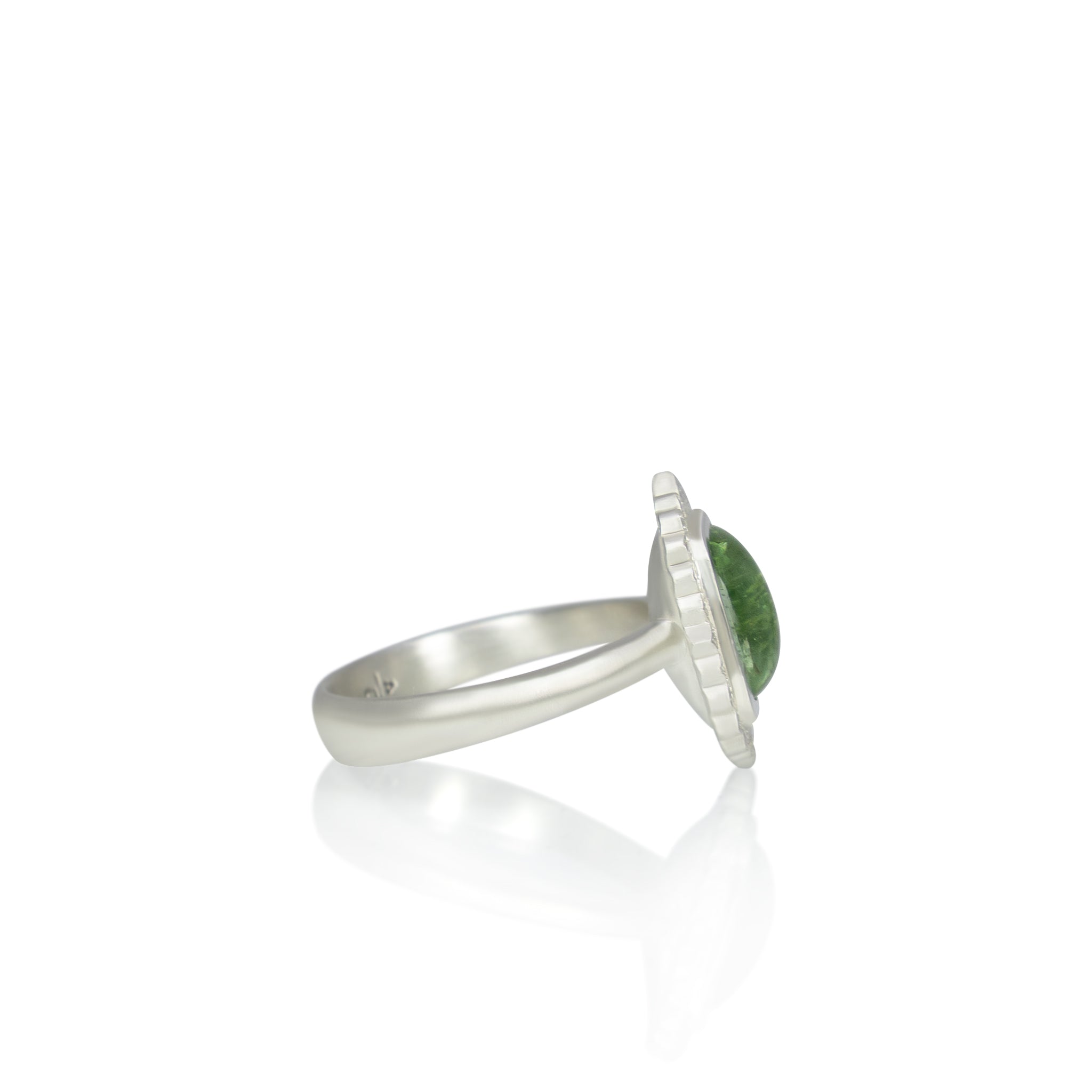 Green Tourmaline Silver Flame Ring - 2.71ct