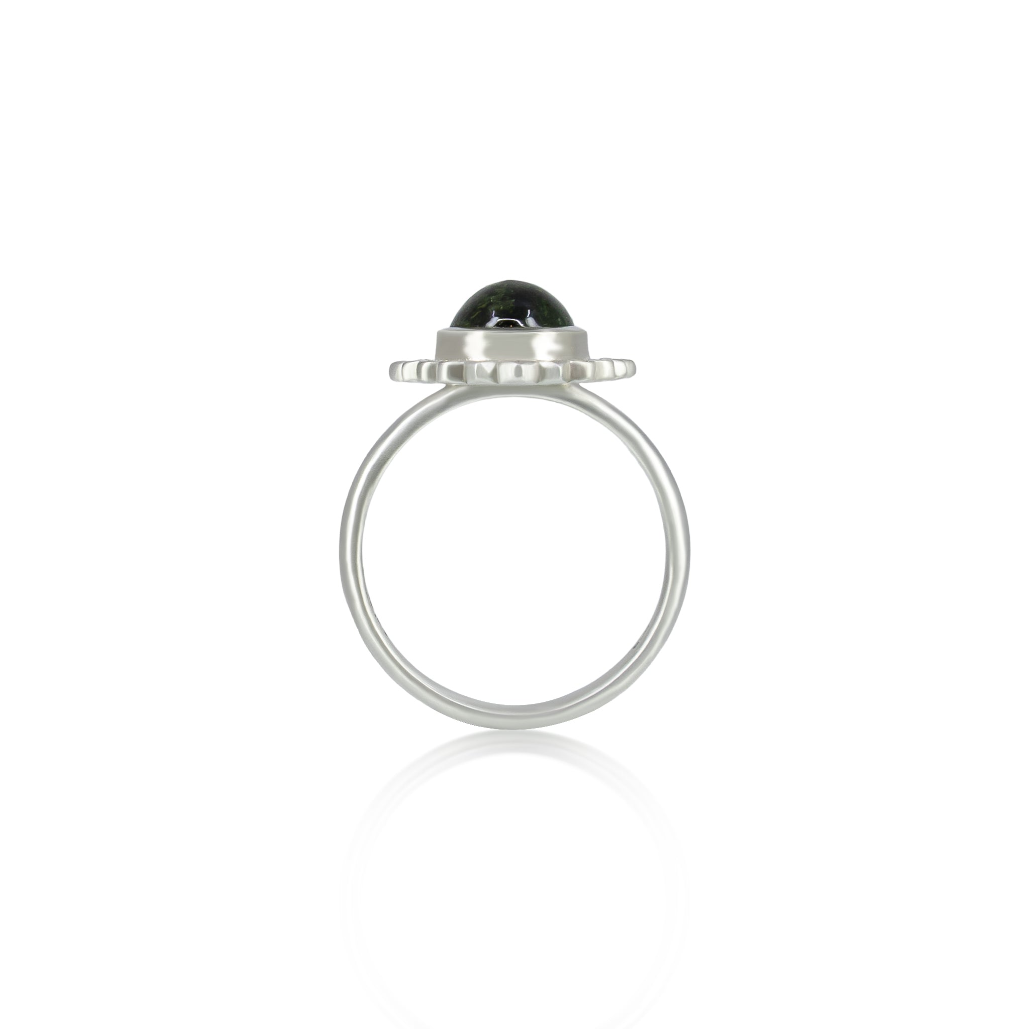 Green Tourmaline Silver Flame Ring - 2.51ct