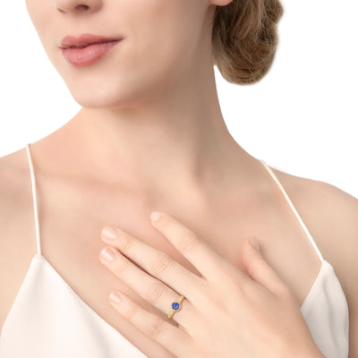 Etched Round Prong Set Ring