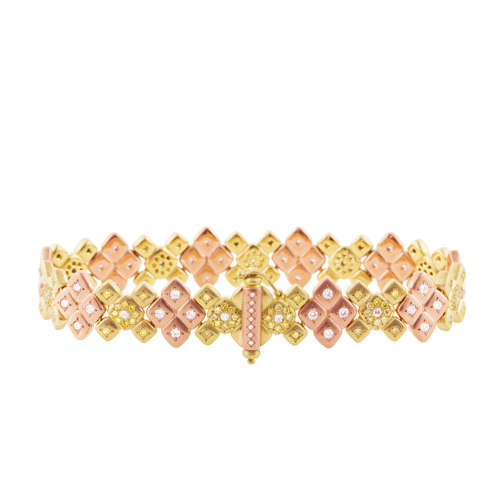 PINK AND YELLOW GOLD MOSAIC CLUSTER BRACELET