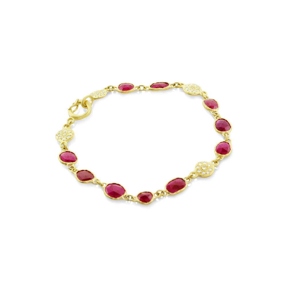 Ruby and Floret Charm Bracelet