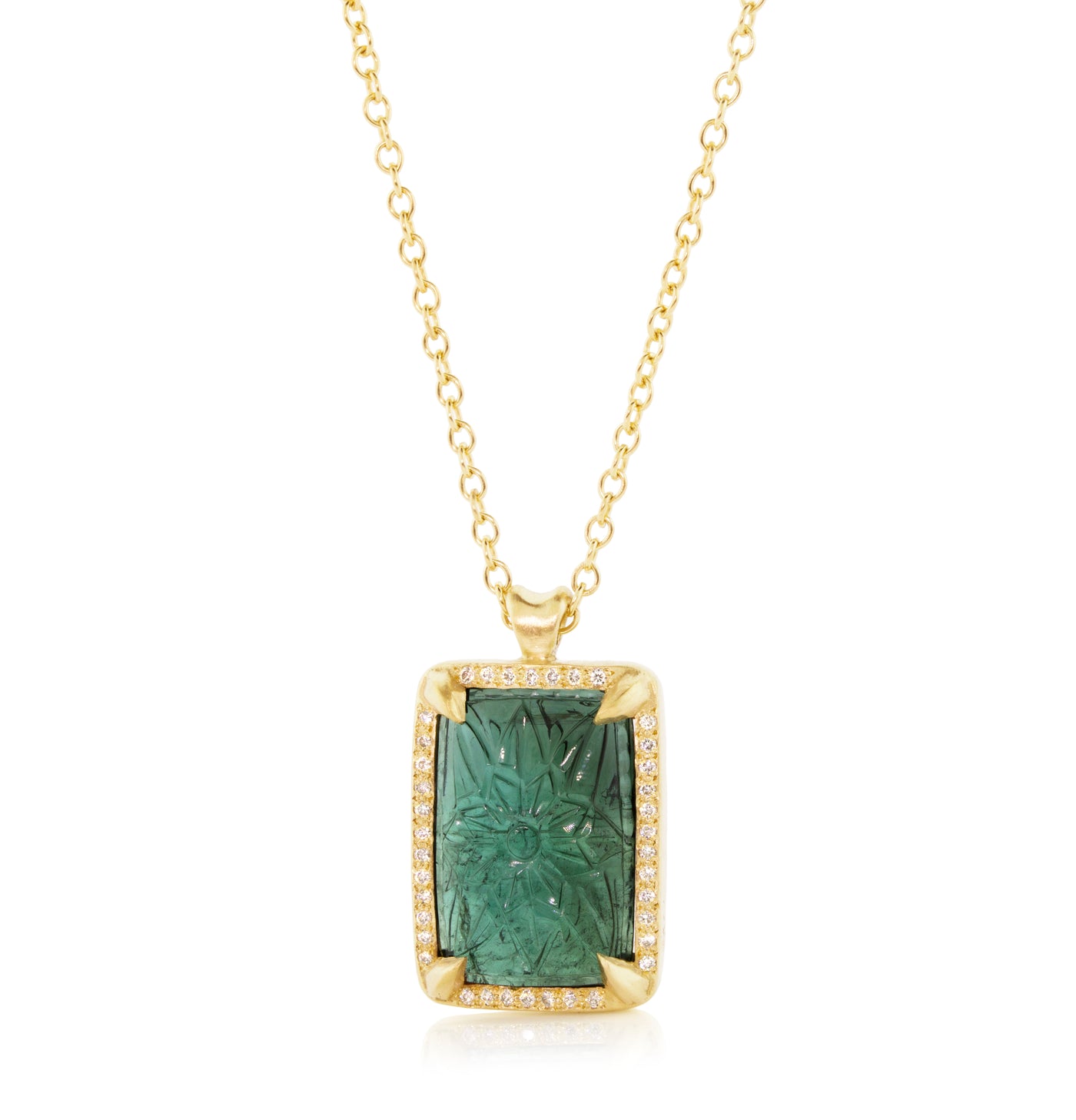 Carved Green Tourmaline Pendant