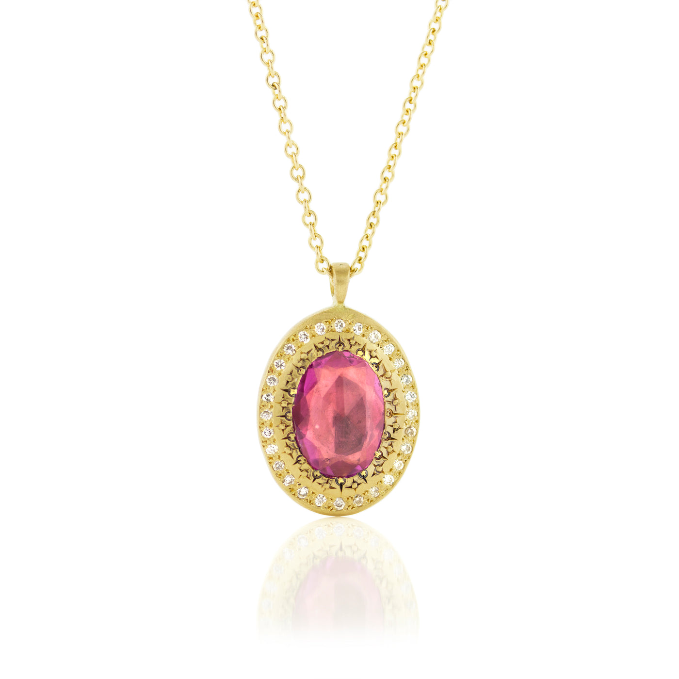 Oval Rosecut Pink Sapphire Pendant