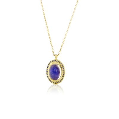 Sapphire Halo Moonstone Pendant