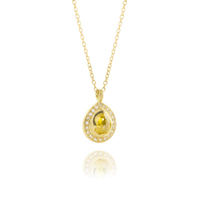 Crown Set Tear Pendant