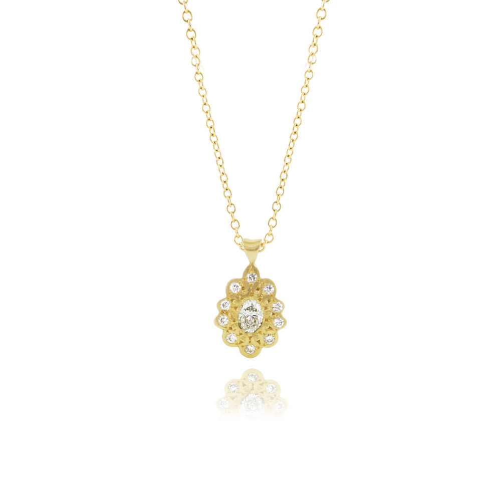 Oval Moonflower Charm Pendant