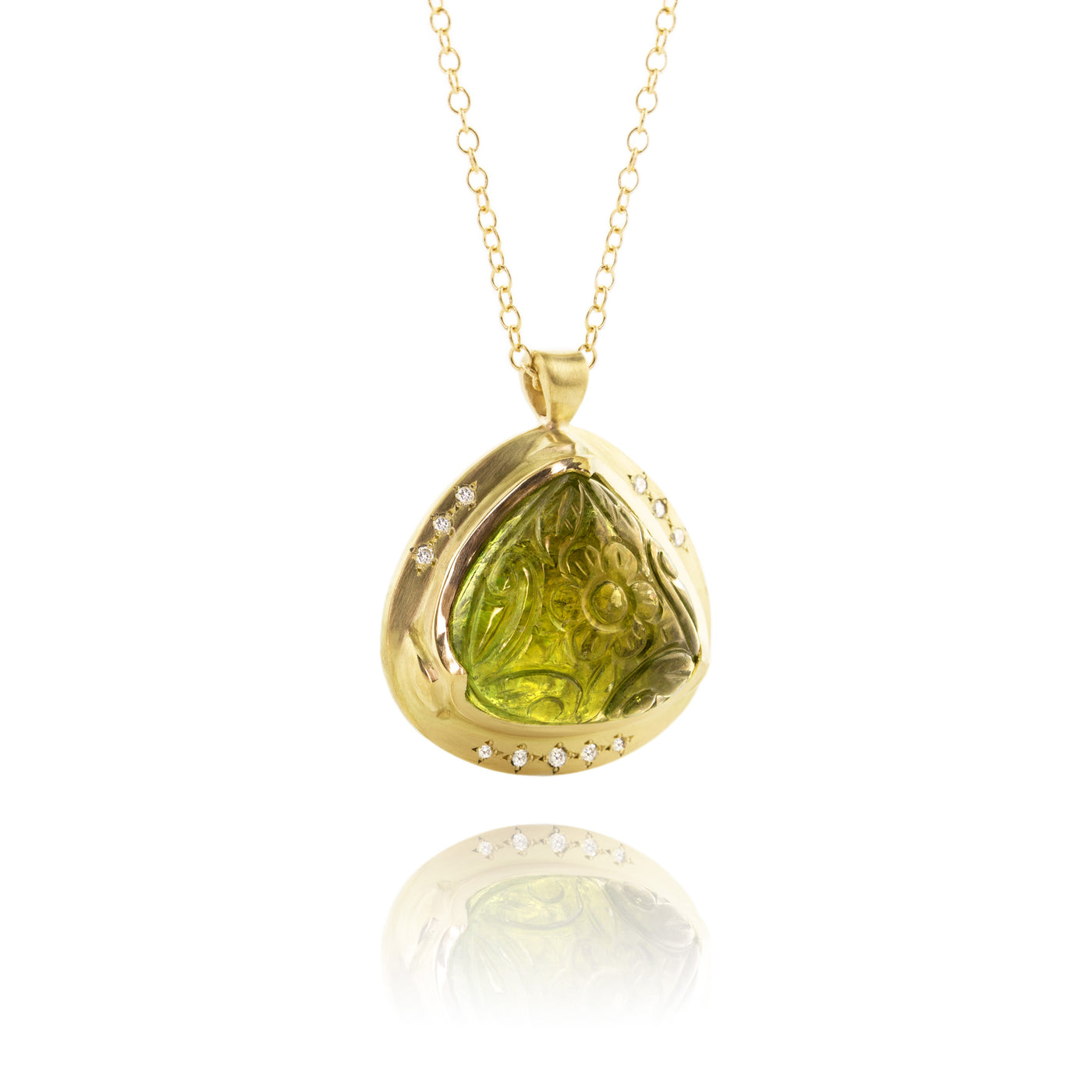 Carved Tourmaline Tear Pendant
