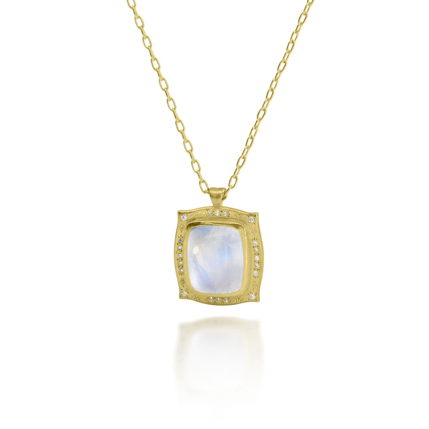 Rectangle Moonstone Pendant with Engraving