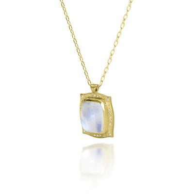 Rectangle Moonstone Pendant with Engraving