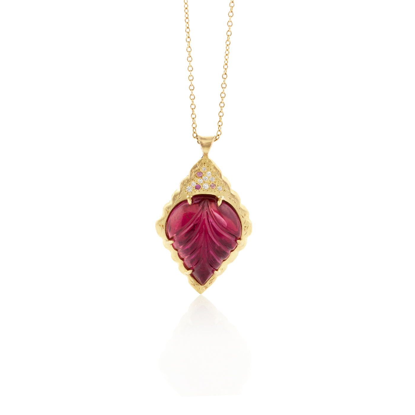 Carved Pink Tourmaline Pendant