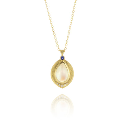 Oval Moonstone Pendant with Blue Sapphire