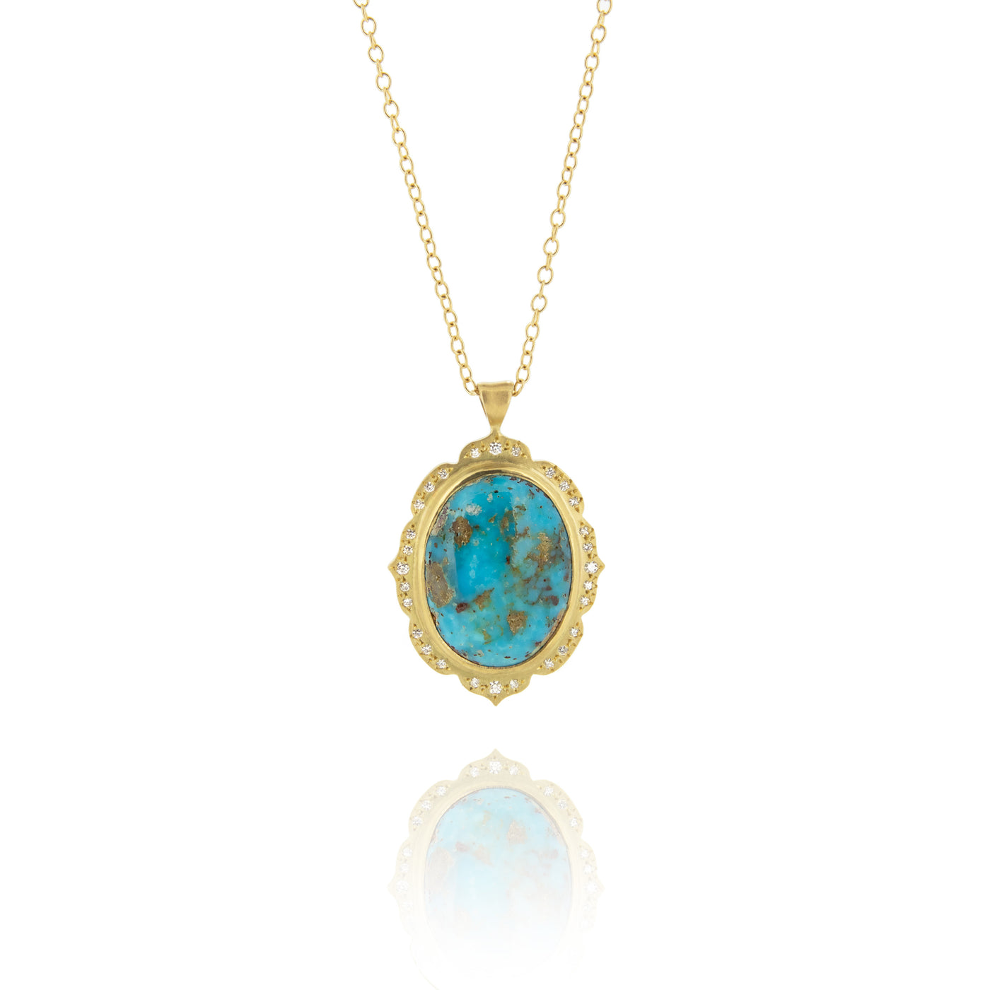 Oval Turquoise & Diamond Pendant