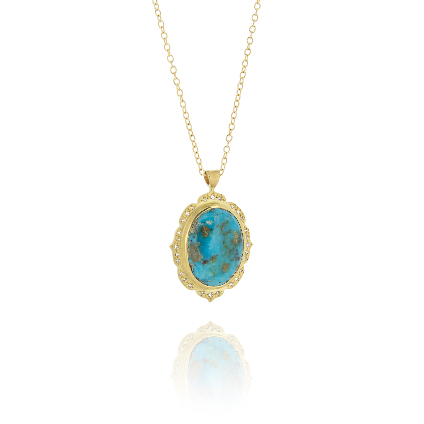 Oval Turquoise & Diamond Pendant
