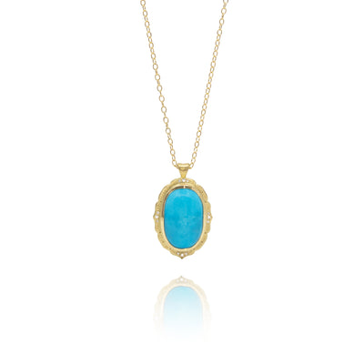Scallop Oval Turquoise Pendant