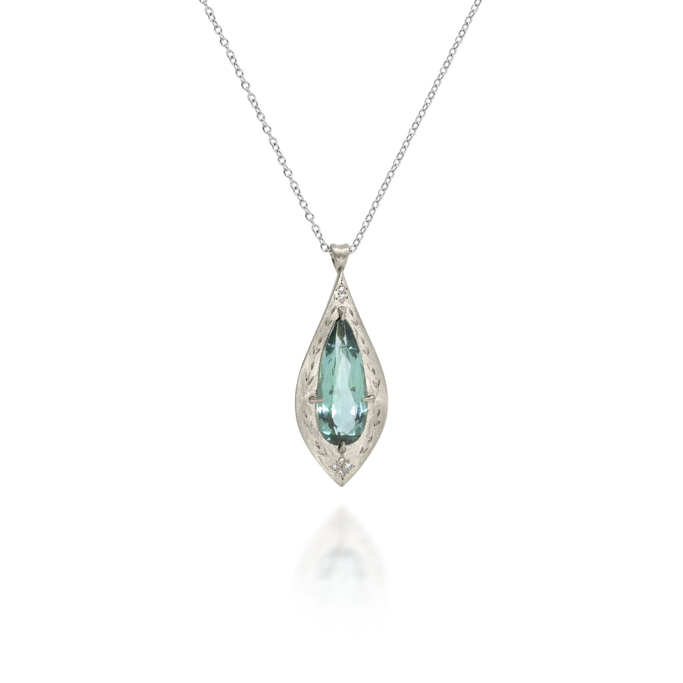 Prong Pear Teardrop Pendant with Engraving
