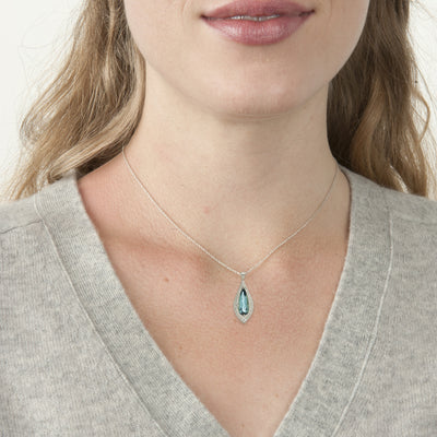 Prong Pear Teardrop Pendant with Engraving