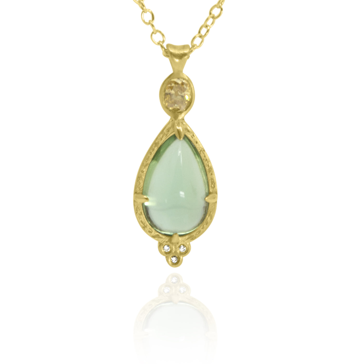 Tear Pendant w/ Yellow Diamond Bail