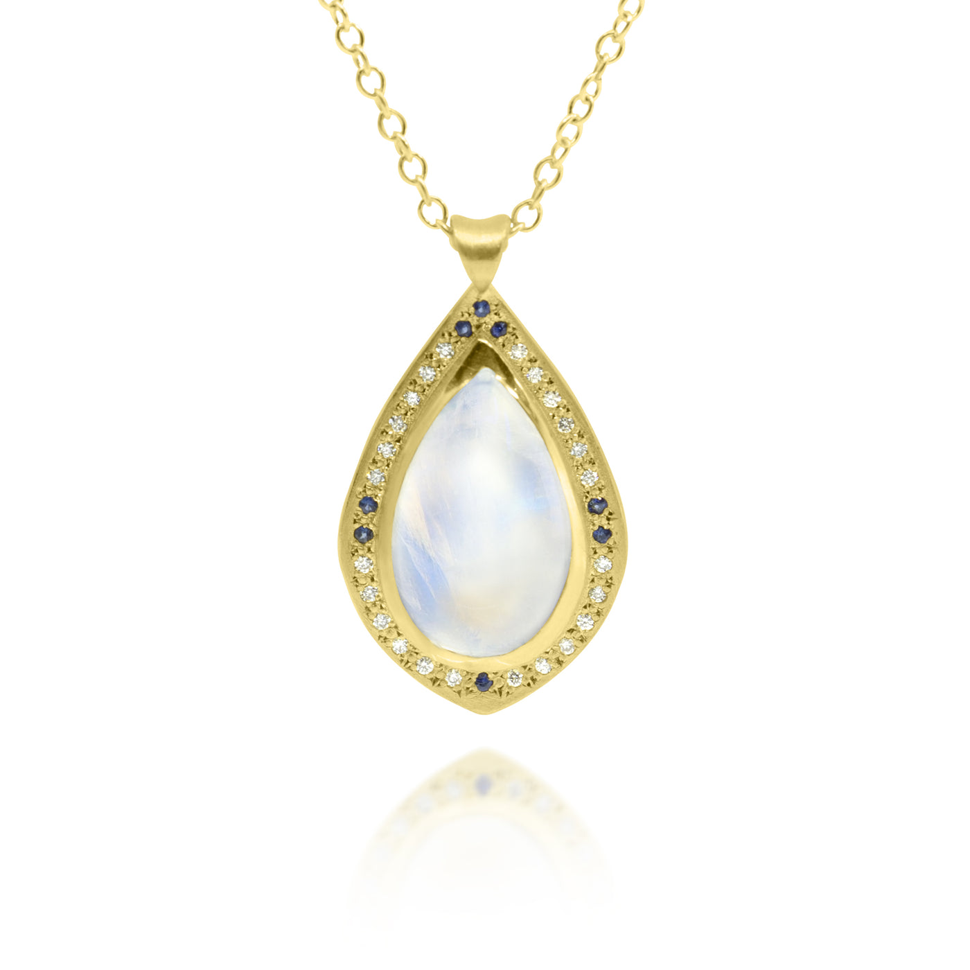 Teardrop Moonstone Pendant with Halo