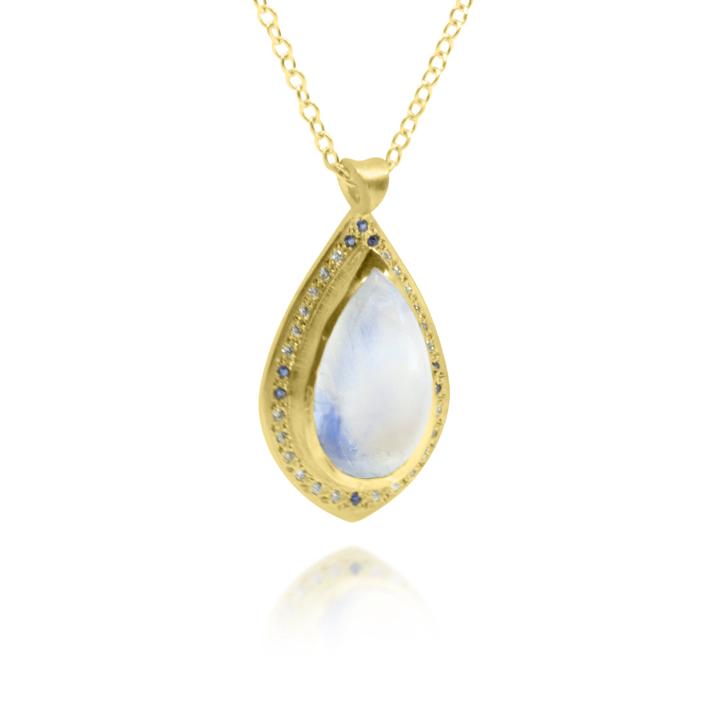 Teardrop Moonstone Pendant with Halo
