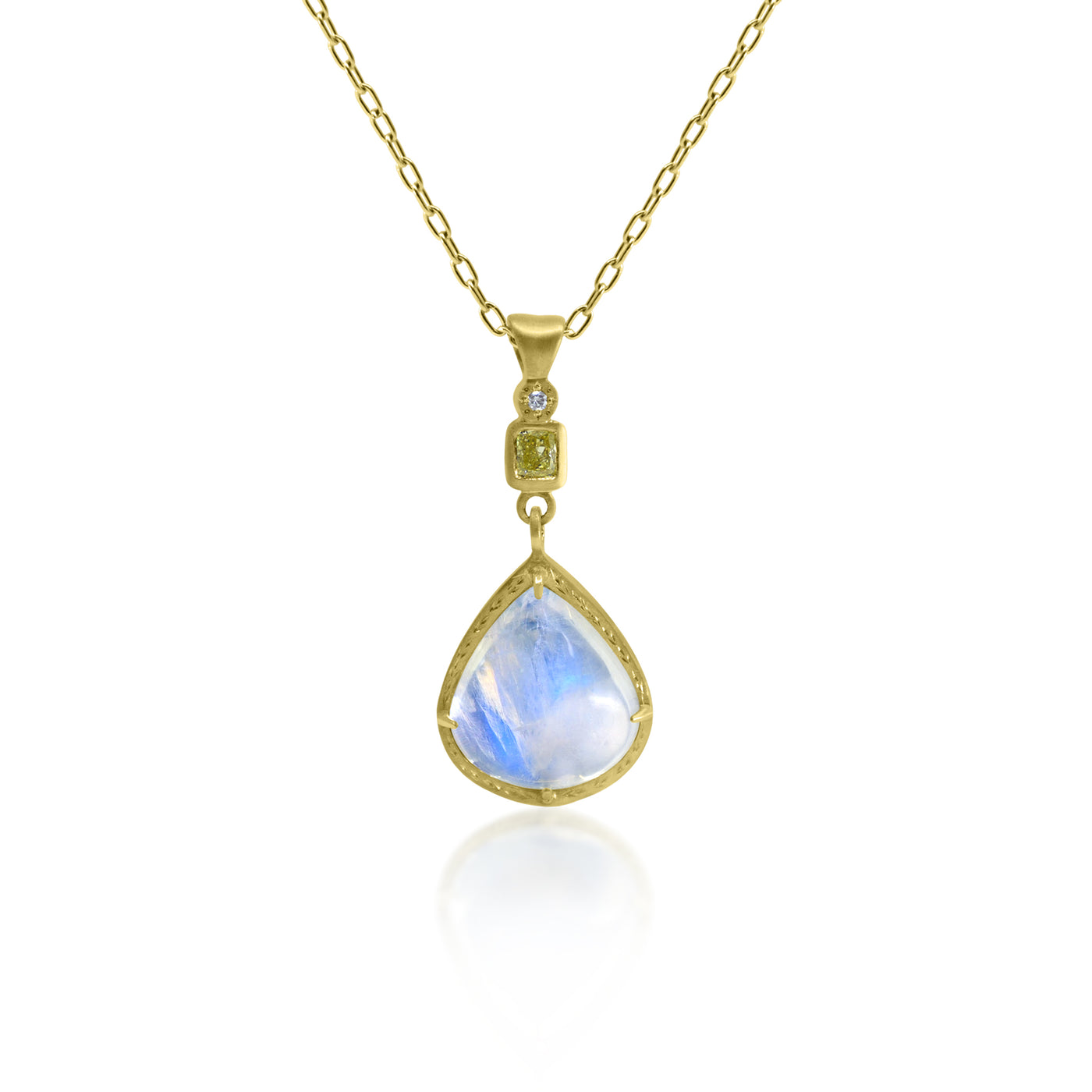 Teardrop Moonstone Pendant with Square Bail