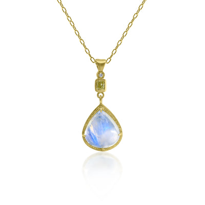 Teardrop Moonstone Pendant with Square Bail
