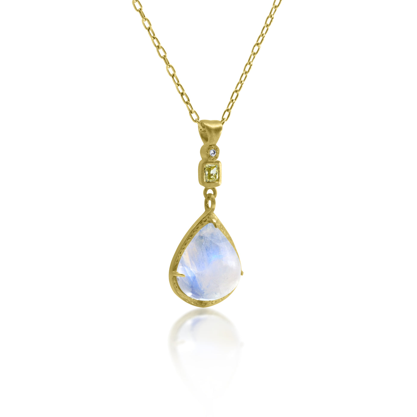 Teardrop Moonstone Pendant with Square Bail