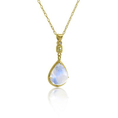 Teardrop Moonstone Pendant with Square Bail