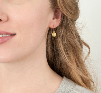 Gold Four Star Wave Charm Earrings