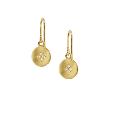 Gold Four Star Wave Charm Earrings