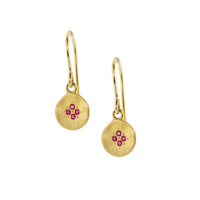 Gold Four Star Wave Charm Earrings