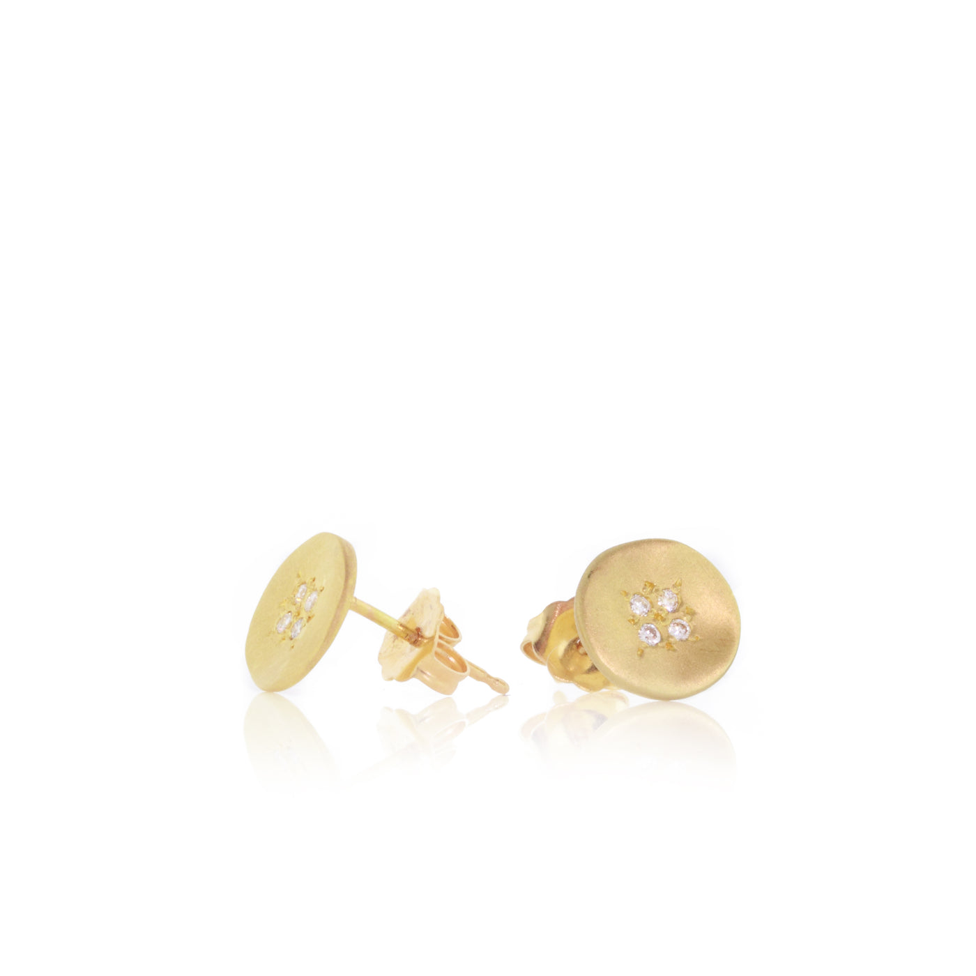 GOLD FOUR STAR WAVE CHARM STUDS