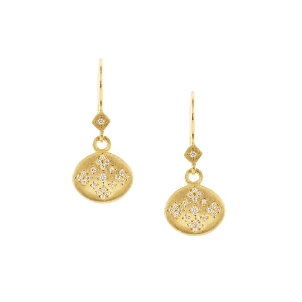 18K Yellow Gold Diamond Moon and Stars Charm Earrings | Adel Chefridi