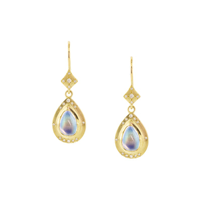 Summer Night Moonstone Tear Earrings