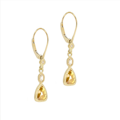 Yellow Diamond Tear Earrings