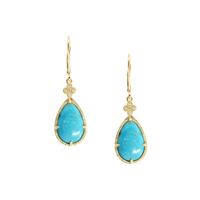 Pear Turquoise Prong Earrings