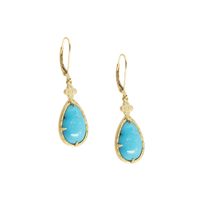 Pear Turquoise Prong Earrings