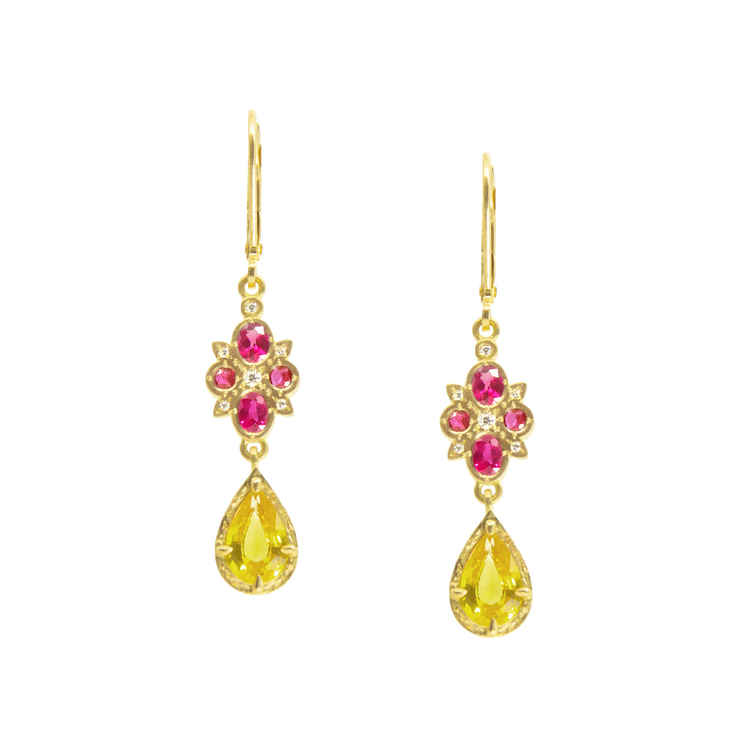 Gold Floral Charm Earrings Gold Floral Charm Earrings